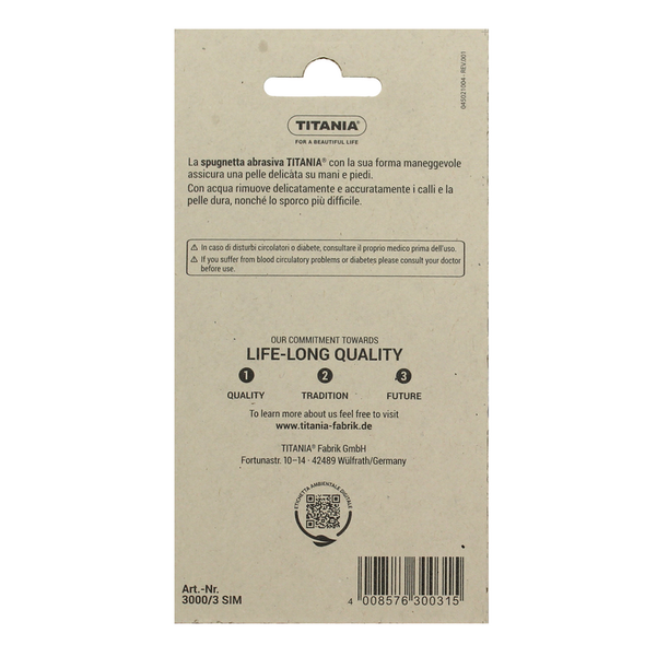 TITANIA ESSENTIALS SPUGNETTA ABRASIVA BIANCA EXTRA FORTE IGIENE PIEDI