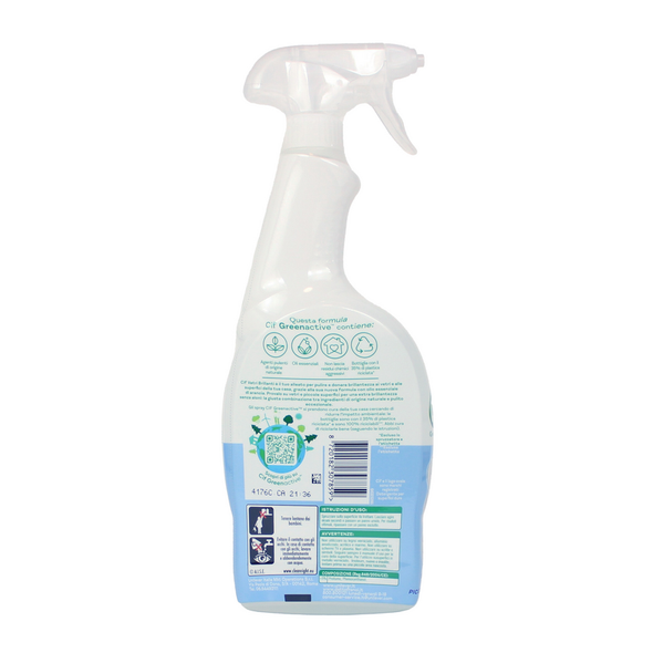 CIF SPRAY GREEN ACTIVE VETRI BRILLANTI OLIO ESSENZIALE DI ARANCIA 650 ML