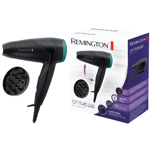 REMINGTON D1500 2000 W PHON DA VIAGGIO MANICO PIEGHEVOLE  2 VELOCITA' 2 TEMPERATURE