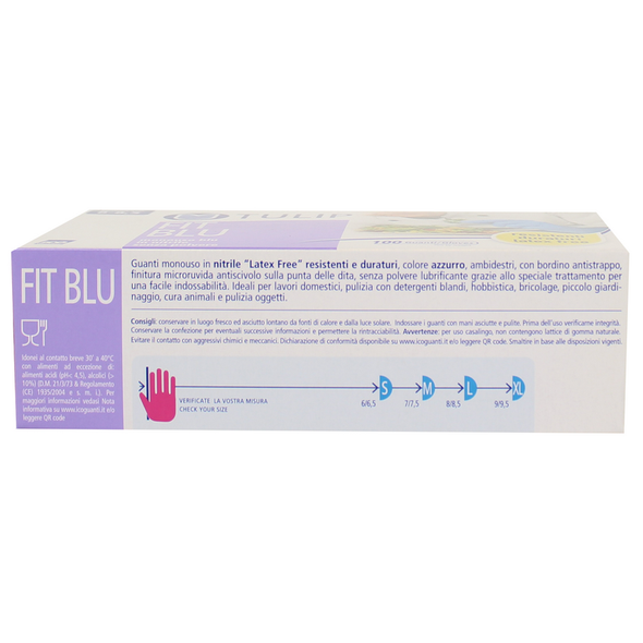 TULIP FIT BLU GUANTI NITRILE BLU SENZA POLVERE MONOUSO 100 PZ TAGLIA 8-8,5