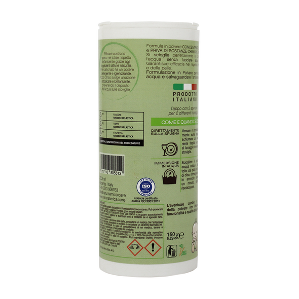 NATURA AMICA DETERSIVO PIATTI SUPER CONCENTRATO IN POLVERE PROFUMO ARANCIA ROSSA BARATTOLO 150 grammi