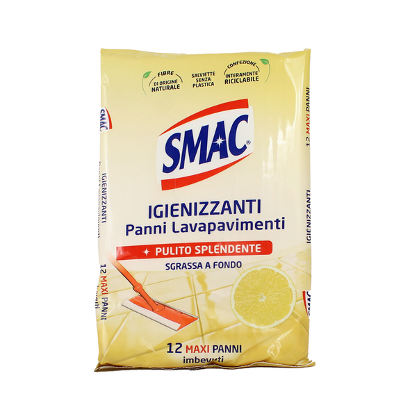 SMAC PANNI DETERGENTI PAVIMENTI PROFUMO DI LIMONE 12 PANNI MAXI IMPREGNATI  
