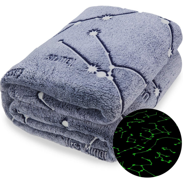 KANGURU PLAID STELLE FLUO 130x150cm ULTRASOFFICE FLANELLA 100% POLIESTERE