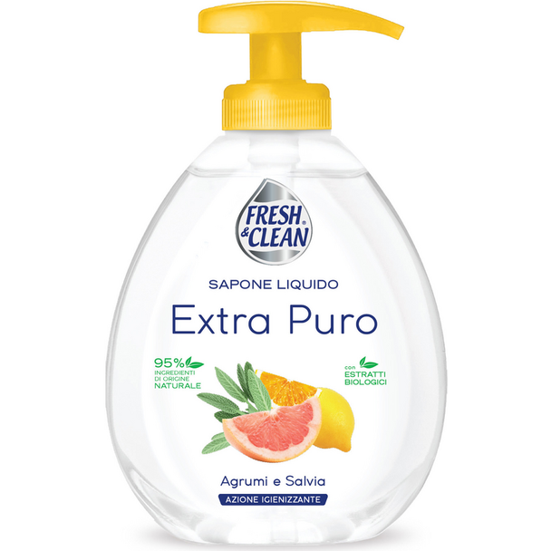 FRESH & CLEAN SAPONE LIQUIDO EXTRA PURO AGRUMI e SALVIA AZIONE  AIGIENIZZANTE EROGATORE 300 ML - PiMe