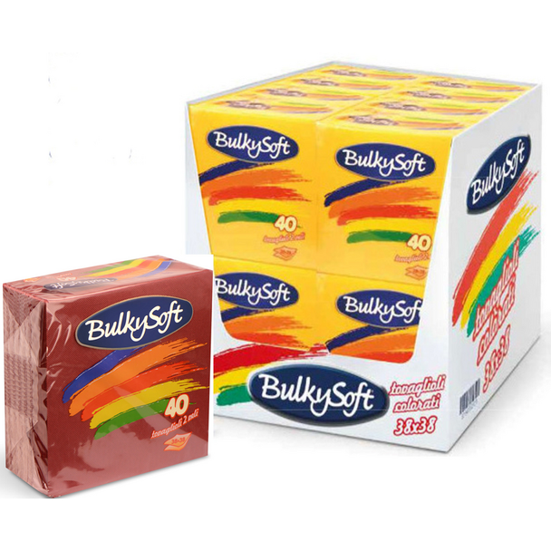 Tovaglioli Bulky Soft Piegati 1/4 - 100 Pezzi 24x24 Cm Bordeaux Per Tavola