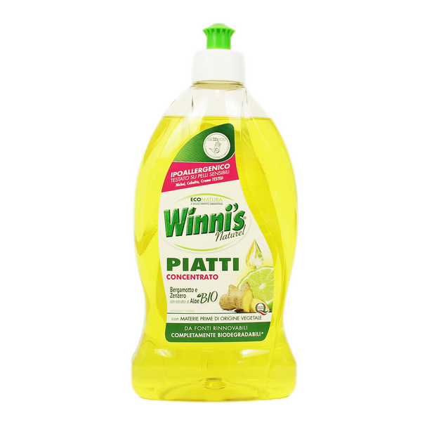 WINNI'S DETERSIVO PIATTI CONCENTRATO BERGAMOTTO & ZEMZERO CON ESTRATTO DI  ALOE BIO 500 ML - PiùMe