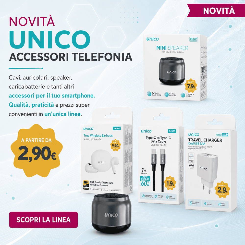 UNICO: tanti accessori per la telefonia a prezzi imbattibili!