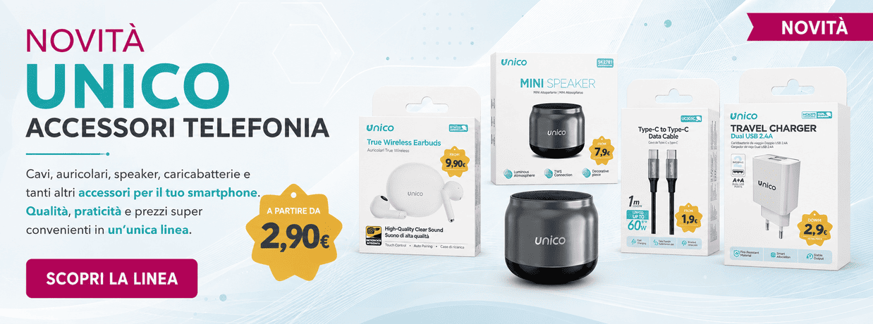 UNICO: tanti accessori per la telefonia a prezzi imbattibili!