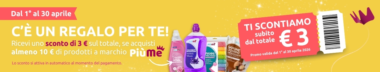 Con i prodotti PiuMe 3 euro di buono sconto