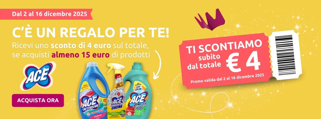 ACE TI PREMIA! Acquista 15 euro di prodotti ACE per ottenere subito uno sconto di 4 euro
