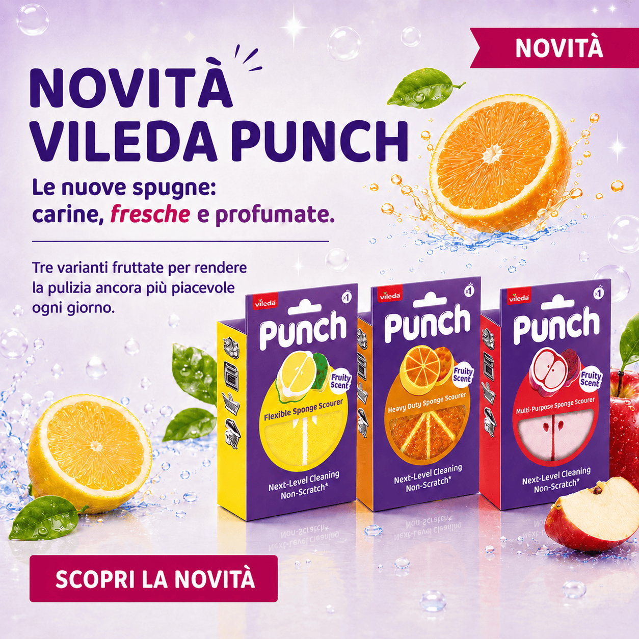 Scopri le nuove fresche e simpatiche spugne VILEDA PUNCH