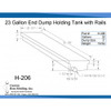 23 Gallon End Dump RV Holding Tank with Rails | H-206