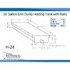 30 Gallon End Dump RV Holding Tank with Rails | H-24