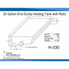 25 Gallon End Dump RV Holding Tank with Rails | H-330