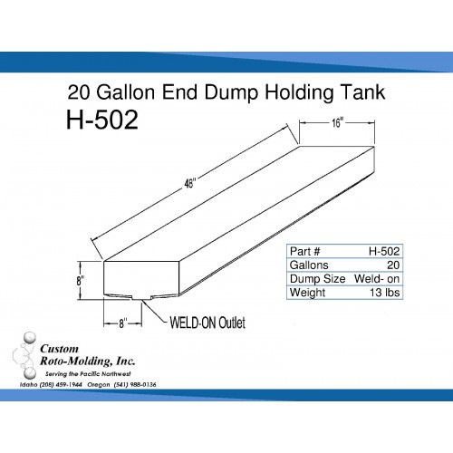 20 Gallon End Dump RV Holding Tank