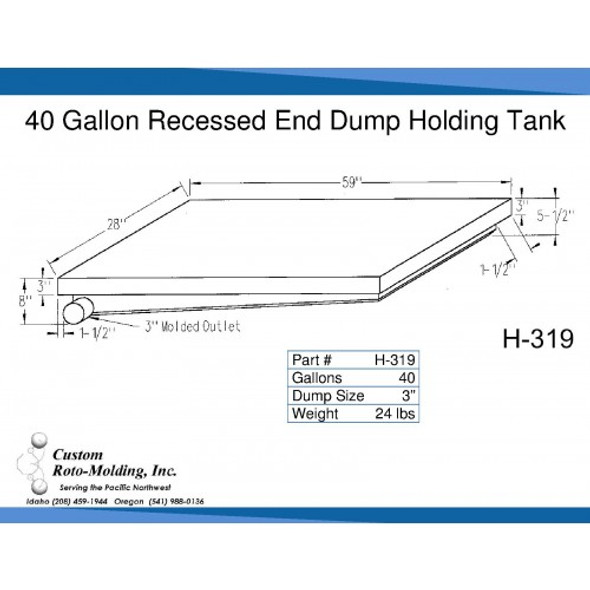 RV Black Water Tank 40 Gallon Waste Holding Tank 40 x 42 x 7