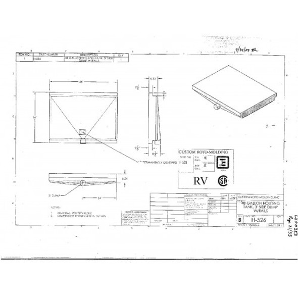 48 Gallon Side Dump RV Holding Tank | H-526