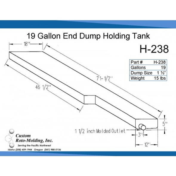 19 Gallon L-Shaped End Dump Holding Tank | H-238