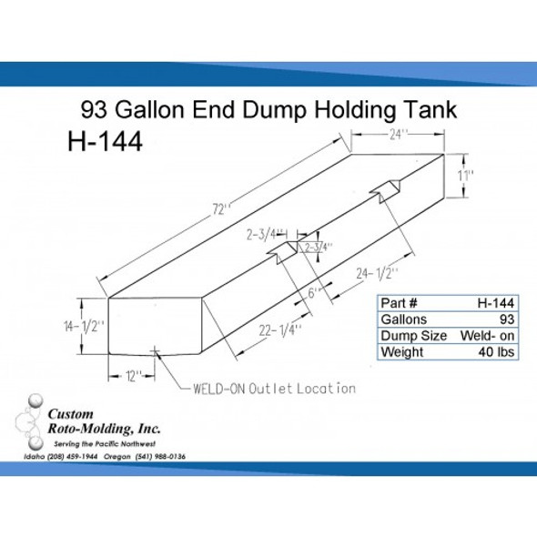 93 Gallon End Dump RV Holding Tank | H-144