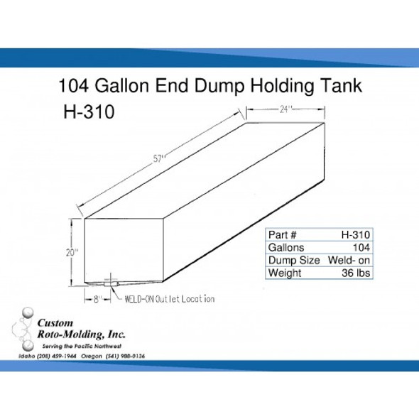 104 Gallon End Dump RV Holding Tank | H-310