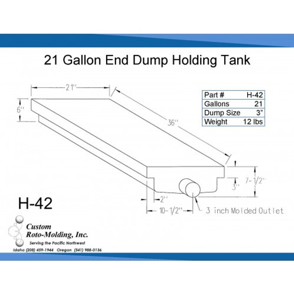 21 Gallon End Dump RV Holding Tank with Rails | H-42