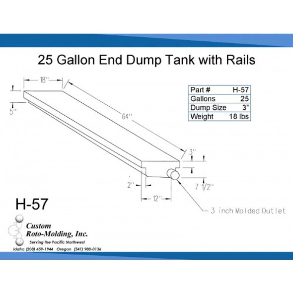 27 Gallon End Dump RV Holding Tank with Rails | H-57