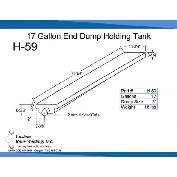 17 Gallon End Dump RV Holding Tank with Rails | H-59