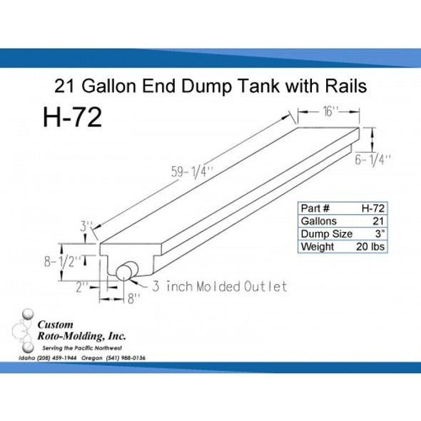 25 Gallon End Dump RV Holding Tank with Rails | H-72