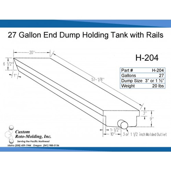 31 Gallon End Dump RV Holding Tank with Rails | H-204
