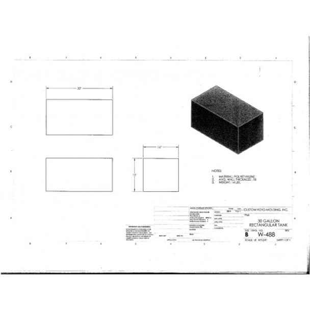 30 Gallon Rectangle Plastic Tank | W-488