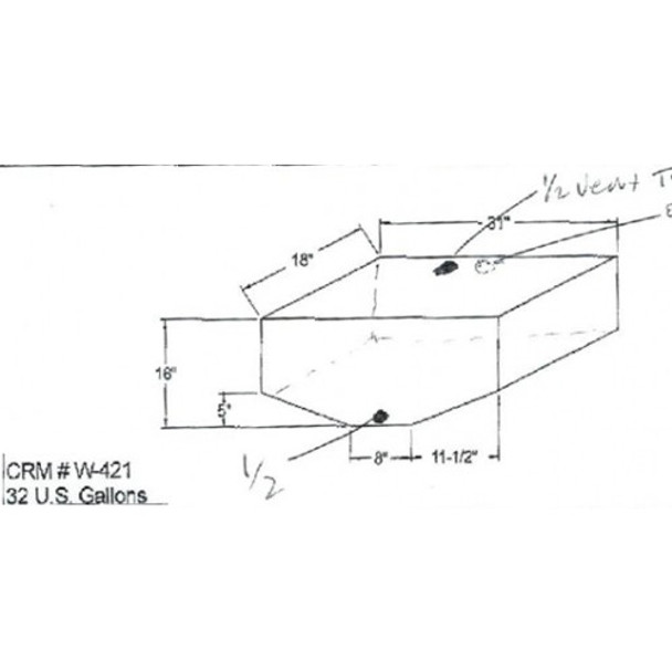 30 Gallon Bow Shaped Water Tank | W-421