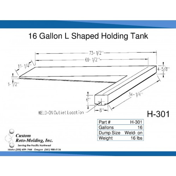 15 Gallon L-Shaped Side Dump Holding Tank | H-301