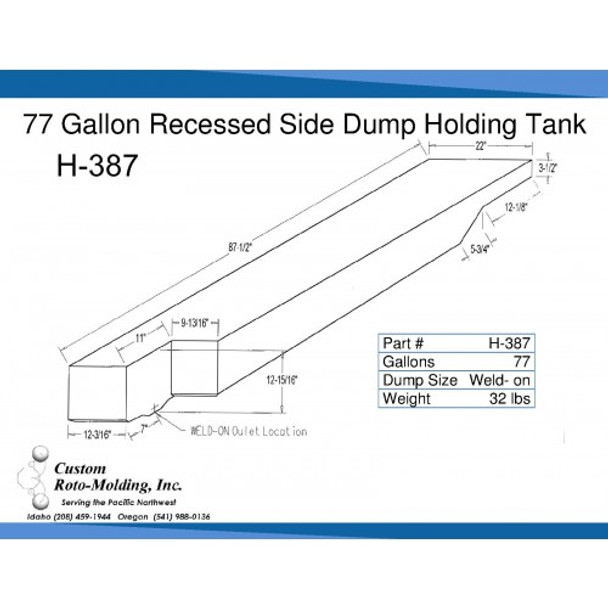 77 Gallon Side Dump RV Holding Tank | H-387