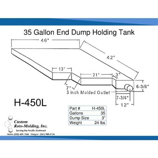 35 Gallon Side Dump RV Holding Tank | H-450L