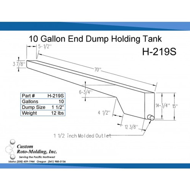 10 Gallon End Dump RV Holding Tank | H-219S