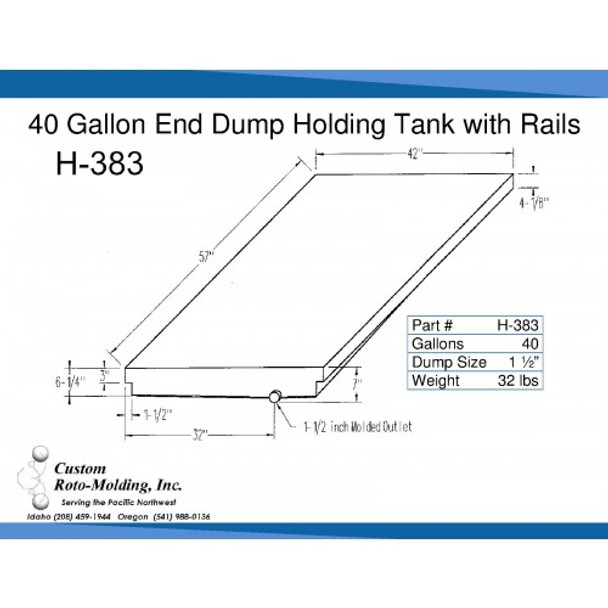 40 Gallon End Dump RV Holding Tank with Rails | H-383