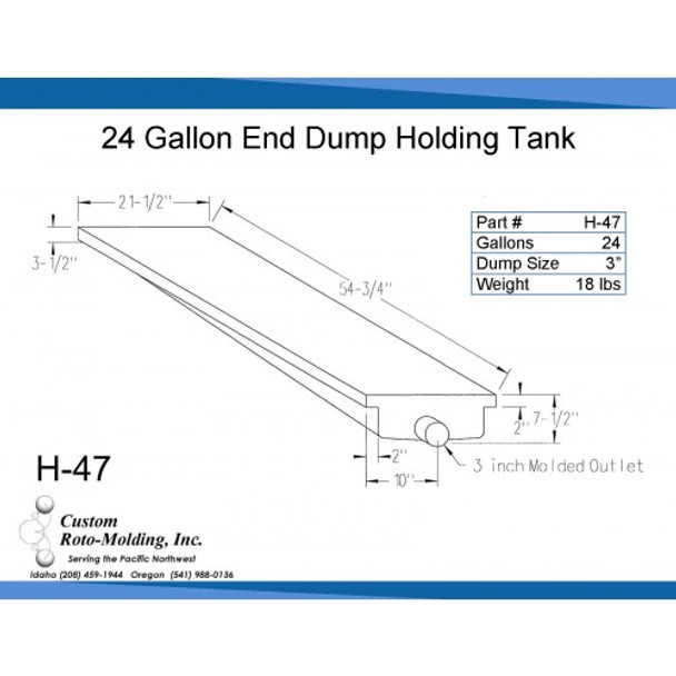 24 Gallon End Dump RV Holding Tank with Rails | H-47