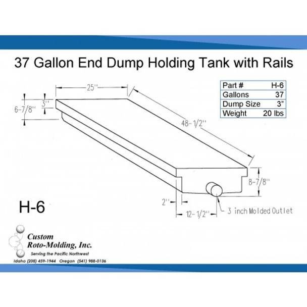 37 Gallon End Dump RV Holding Tank with Rails | H-6