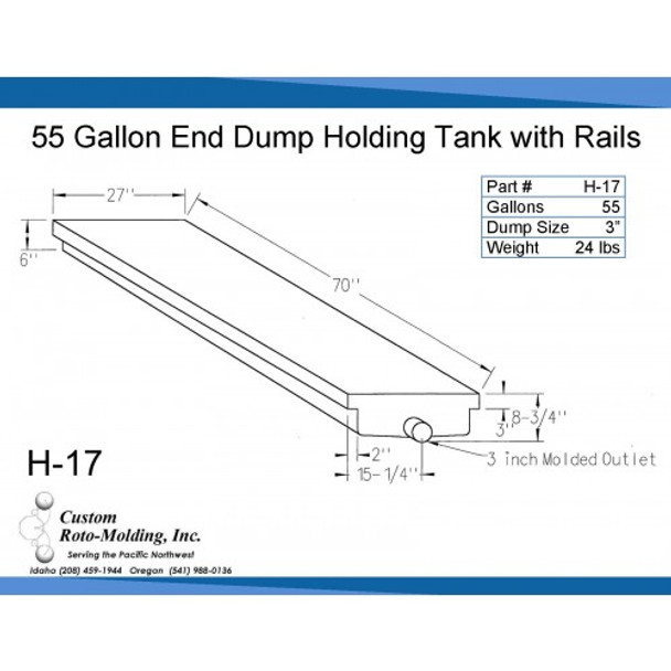 51 Gallon End Dump RV Holding Tank with Rails | H-17