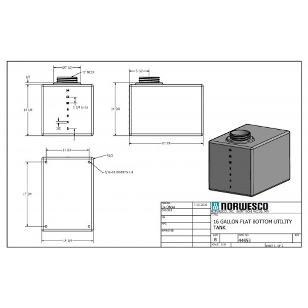 16 Gallon Flat Bottom Utility Tank | 44853