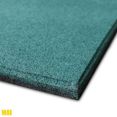 MA1 Premium Rubber Gym Mat - 1m x 1m x 15mm - Solid Green