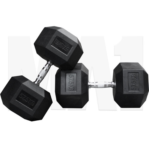 57.5kg Rubber Hex Dumbbells - MA1 Australia