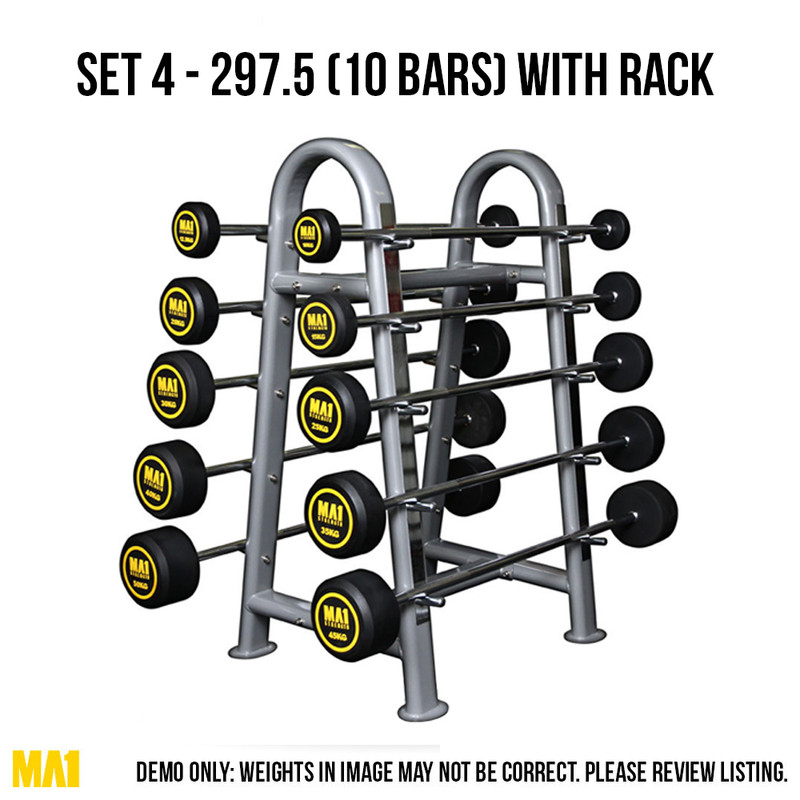 Fixed Barbell SET 4 - 297.5 (10 Bars) with Rack