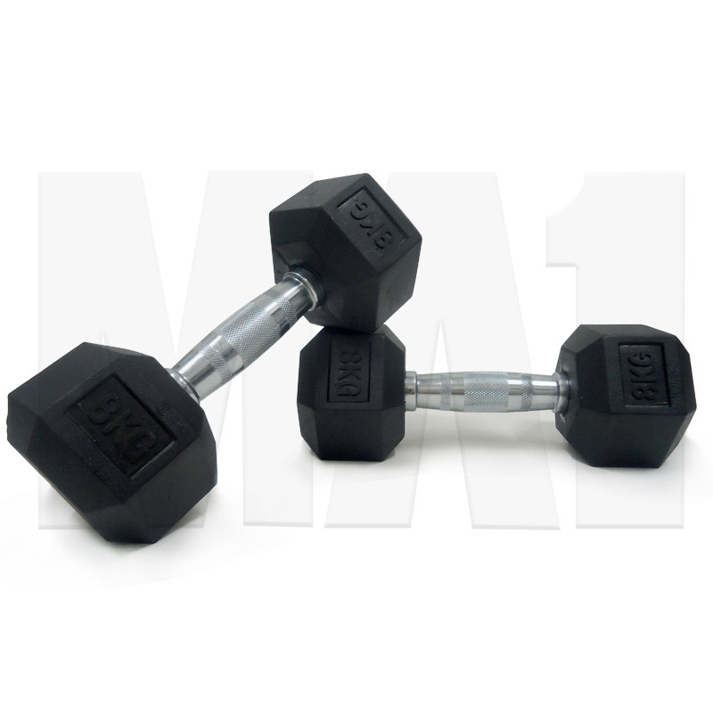 8kg Rubber Hex Dumbbell (Pair)