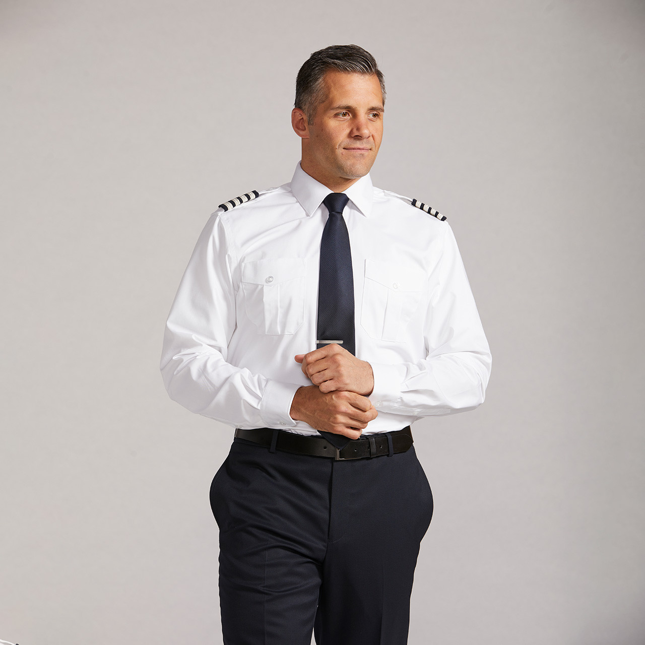 Men's Pilot Shirt, Long-Sleeve, White 