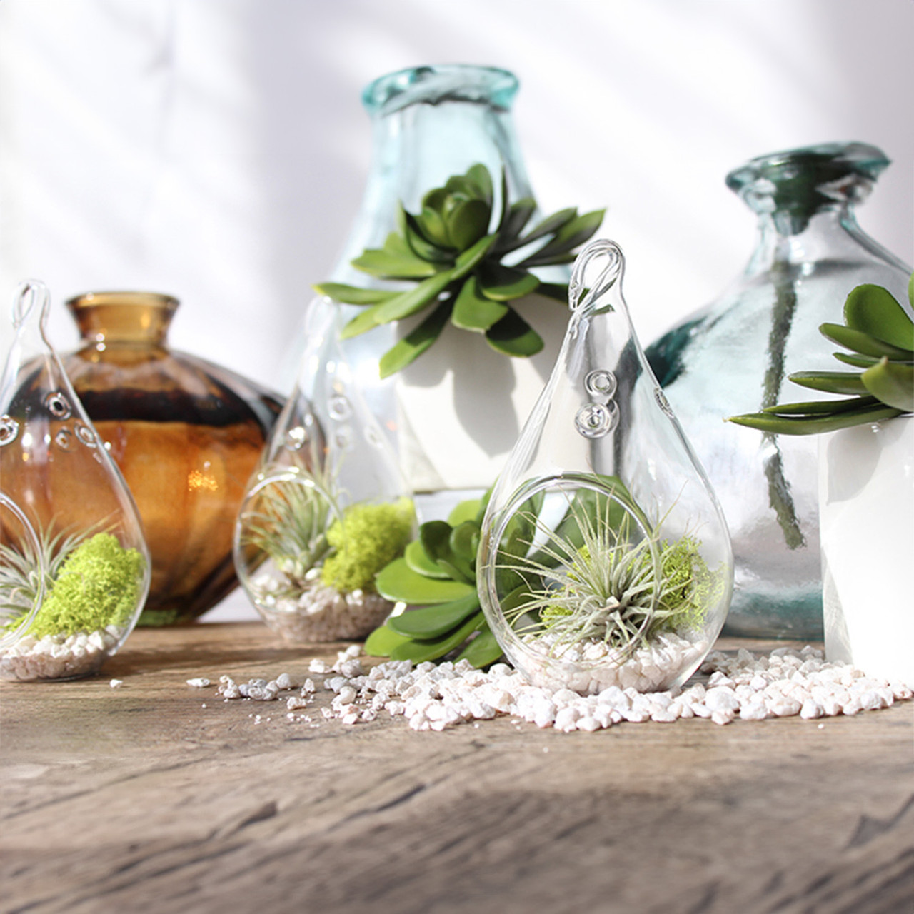 HCH0205 - Clear Hanging Pear Glass Terrarium / Candle Holder