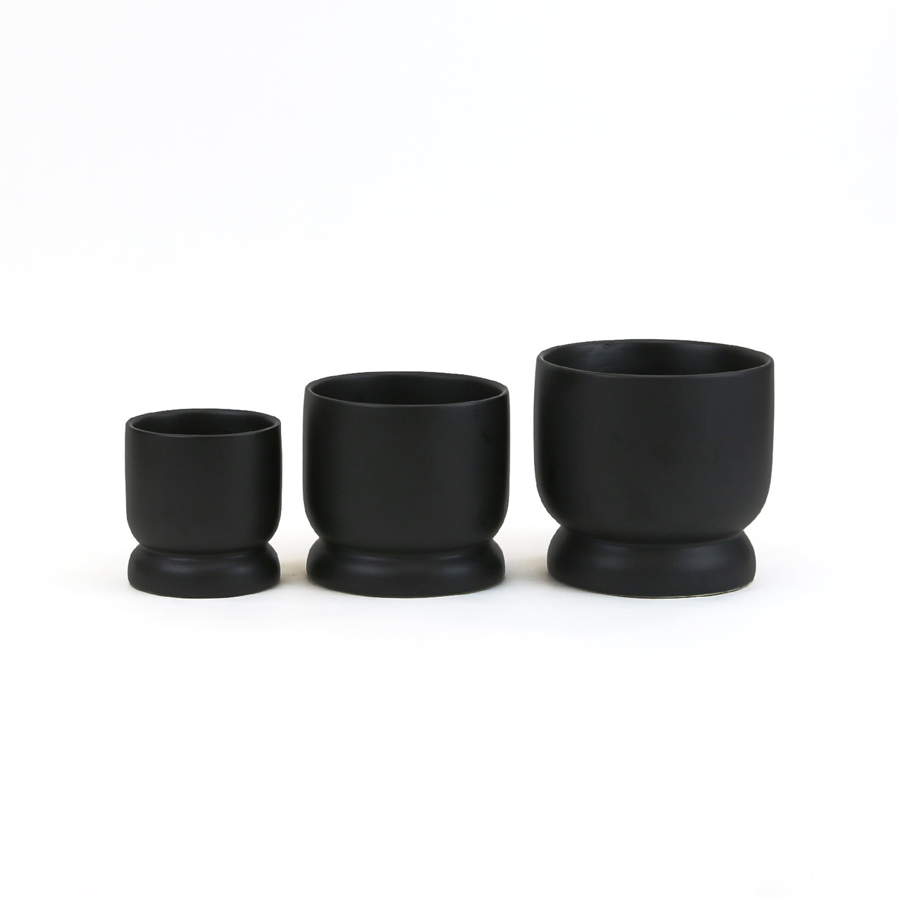 COB7406BK - Large Black Ceramic Modern Pedestal Bowl - 6