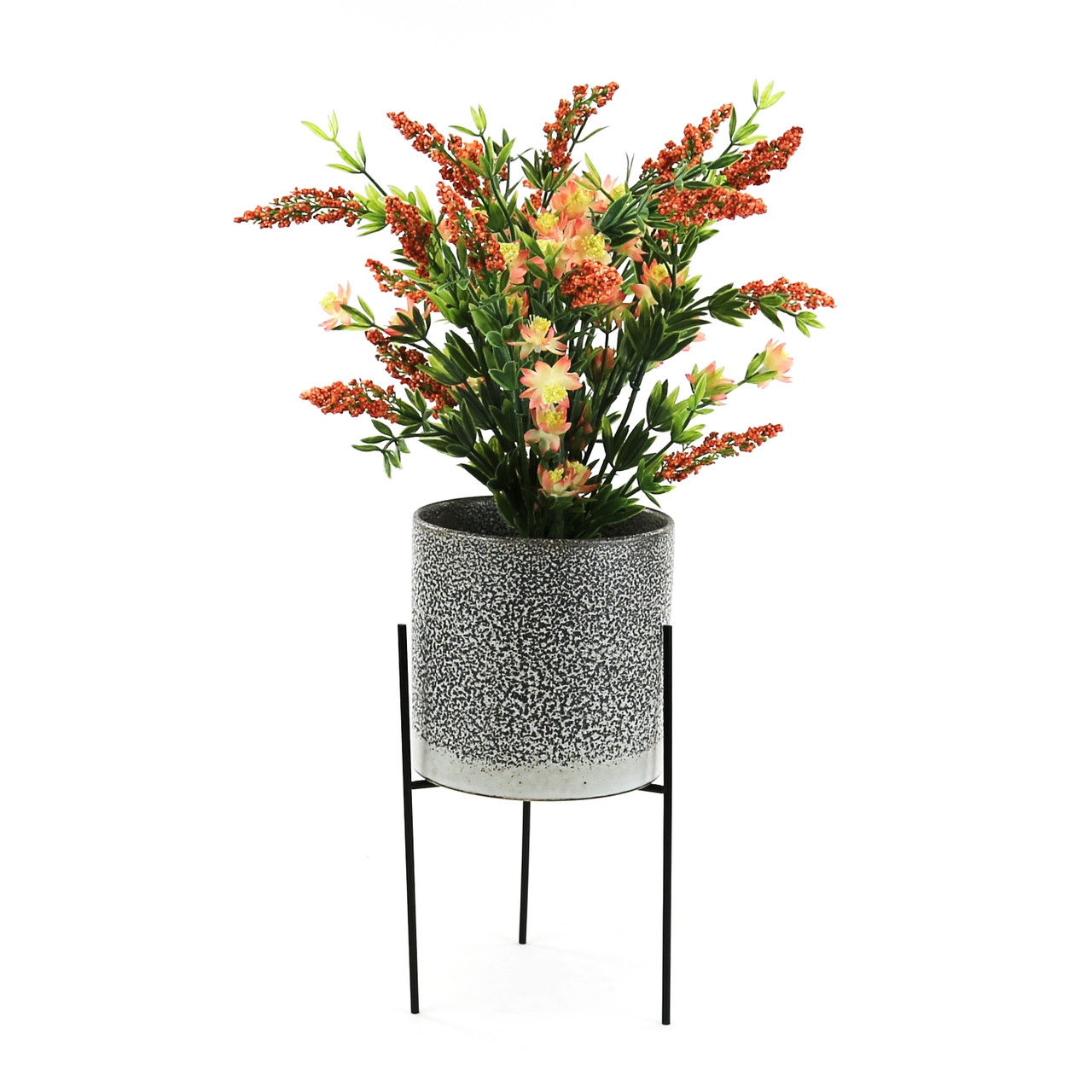 META011BK - Reversible Black Metal Vase Stand - 10.25