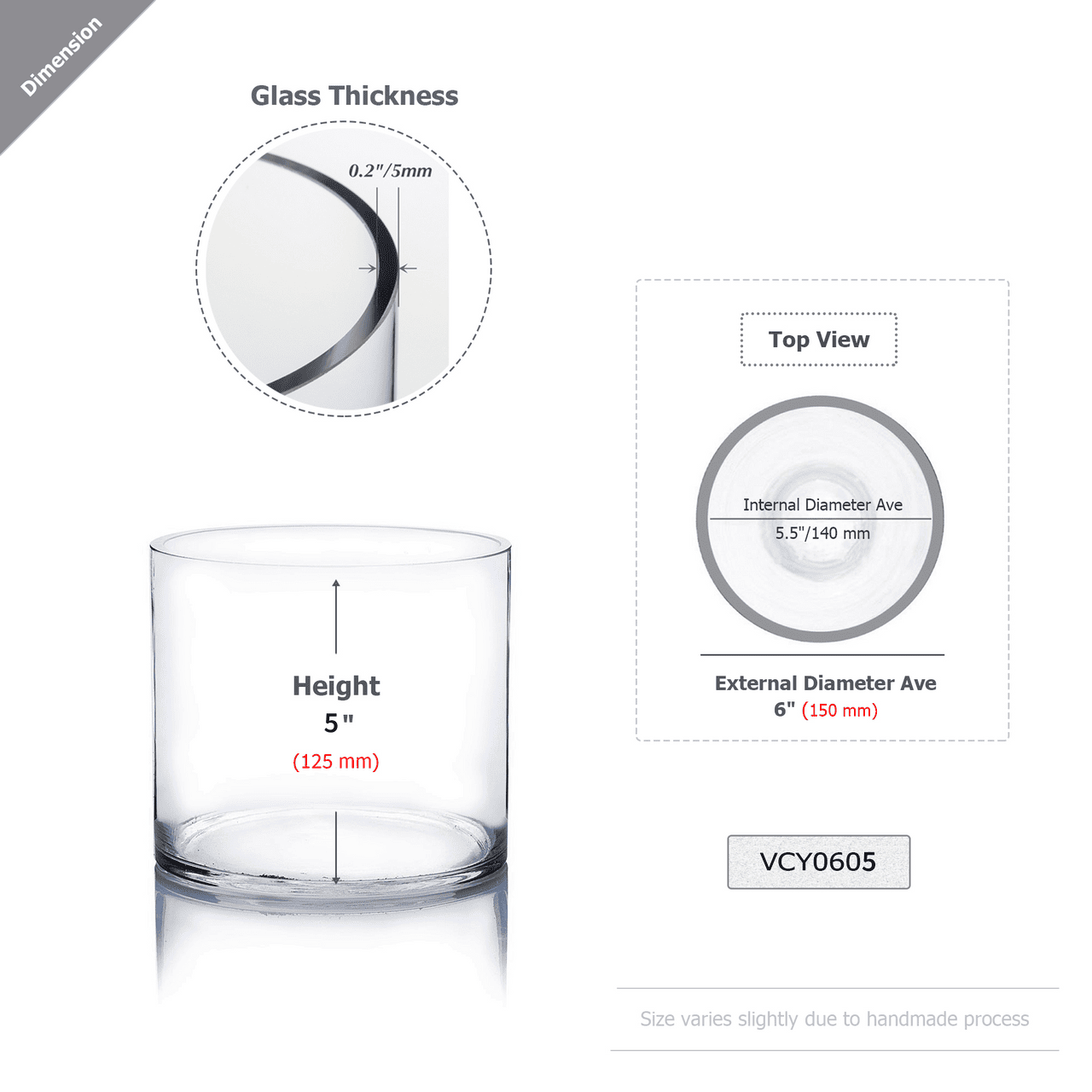 VCY0605 - Cylinder Glass Vase - 6