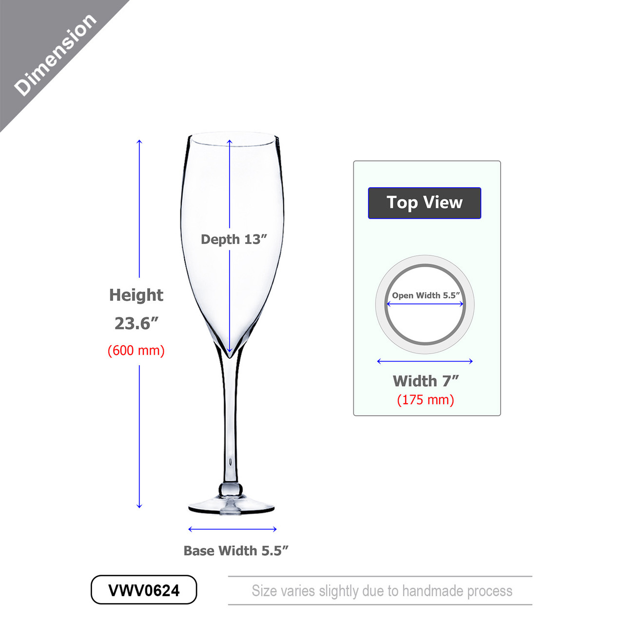 VWV0624 - Large Wine Glass Vase - 24